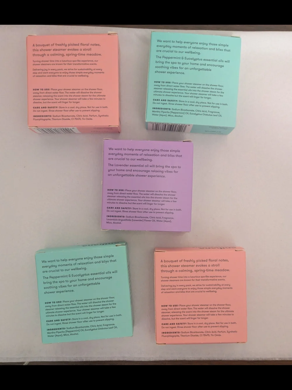 anihana Shower Steamers - Lavender Love & Mint Refresher - Pastel Box Set 5pcs